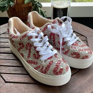 Stylish Red and White Women's Sneakers